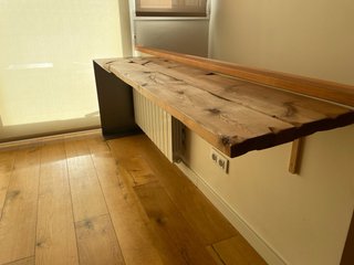 Tavolo da Scrivania in Legno Massello e Acciaio
