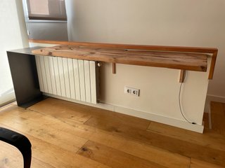 Tavolo da Scrivania in Legno Massello e Acciaio