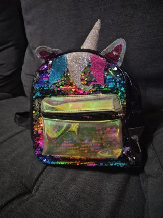 Mochila infantil unicornio lentejuelas