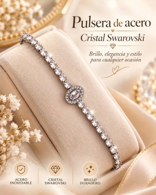 Pulsera Acero Swarovski Plata