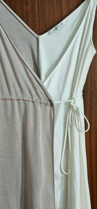 Vestido Mango Beis y Blanco Talla M