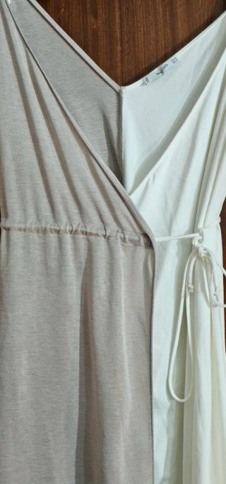 Vestido Mango Beis y Blanco Talla M