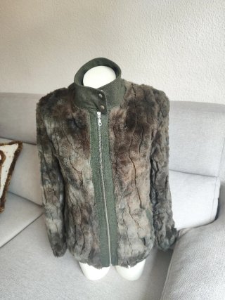 Cazadora Piel Vegana Marrón y Verde