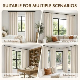 Cortinas Efecto Lino grueso 260x140 riel cinta