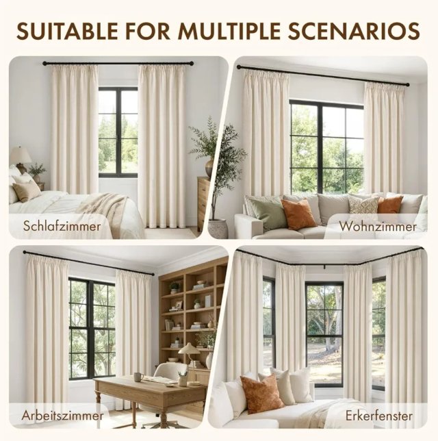 Cortinas Efecto Lino grueso 260x140 riel cinta