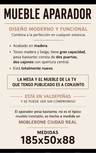 Lote Muebles Salón: Aparador, Mesa y Mueble TV