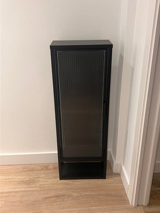 Armario de Baño Negro con Puerta de Cristal