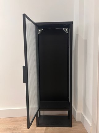 Armario de Baño Negro con Puerta de Cristal