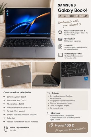 Samsung Galaxy Book4 15.6 i5 16GB RAM 512GB SSD