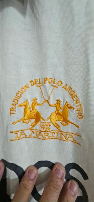 Polo La Martina Barbados Blanco y Naranja XXL