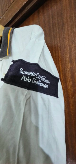 Polo La Martina Barbados Blanco y Naranja XXL