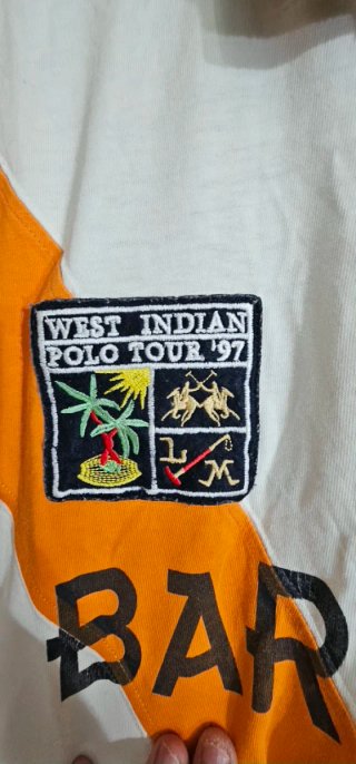 Polo La Martina Barbados Blanco y Naranja XXL