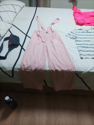 Pantalones Anchos con Tirantes Rosa