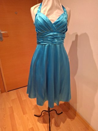 Vestido azul brillante halter