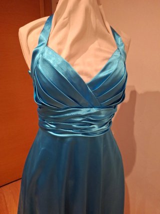 Vestido azul brillante halter