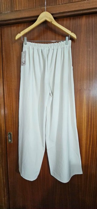 Pantalón Largo Crema con Bordados