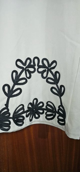 Pantalón Largo Crema con Bordados