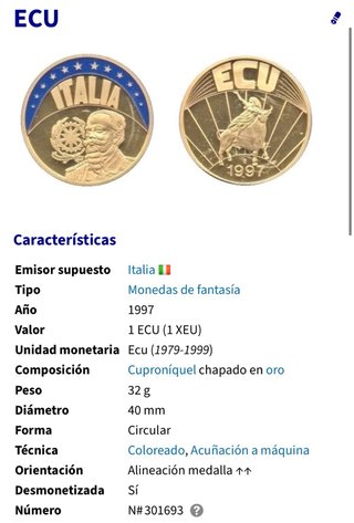 Medalla ECU Italia 1997