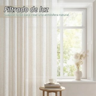 Cortinas Efecto Lino grueso Beige 245x140