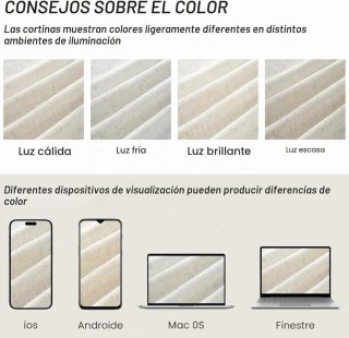 Cortinas Efecto Lino grueso Beige 245x140