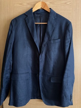 Americana de Lino Azul Marino MANGO