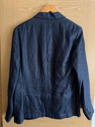 Americana de Lino Azul Marino MANGO