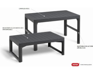 Mesa de Exterior de Ratán Negra