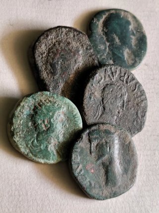 Lotto di 5 monete romane antiche