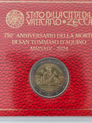 Moeda 2€ Vaticano 2024 S. Tomás de Aquino