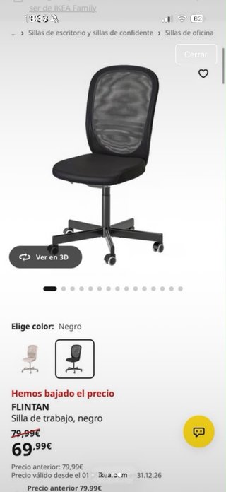 Silla de escritorio Ikea rosa y negra