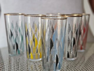 Set de 6 Vasos Tubo Vintage Años 60