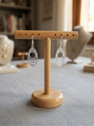 Preciosos Pendientes Plateados con Diseño de Aros