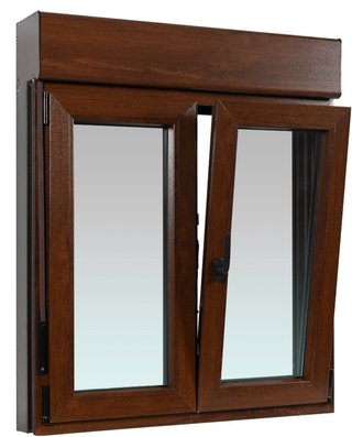 Ventana PVC Efecto Madera 100x120cm con Persiana