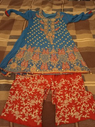 Traje de Boda Hindú Azul y Rojo