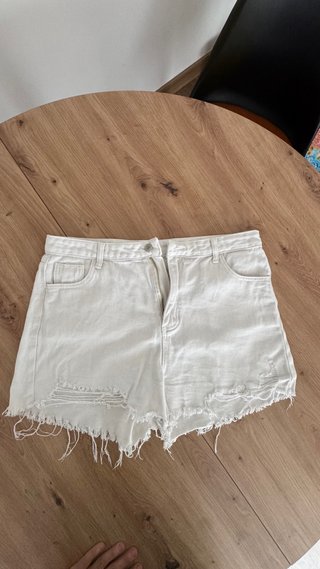 Pantalón corto vaquero mujer beige