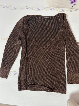 Camiseta Stradivarius Marrón brilli, Talla M