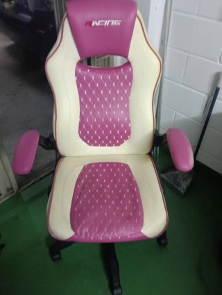 Silla de Oficina Gaming Rosa y Beige