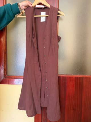 Vestido largo marrón botones