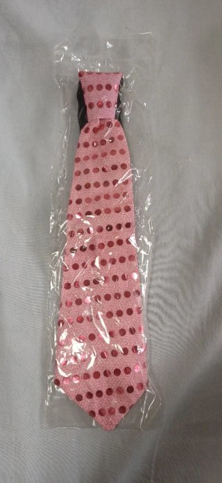 Corbata lentejuelas rosa disfraz