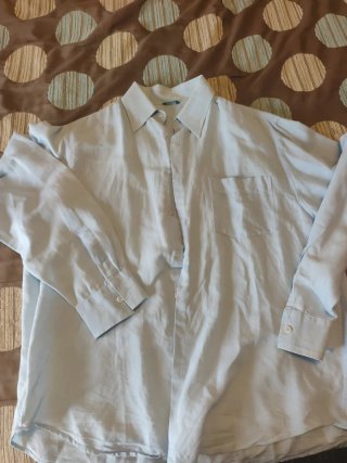 Camisa Benetton Lino Talla M Hombre Celeste