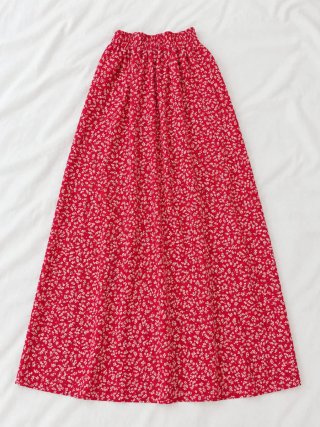 Falda Larga Estampada Roja, Elástica