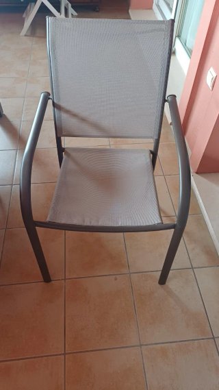 8 Sillas Terraza Aluminio Gris