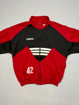 Adidas chaqueta chándal rojo negro L vintage 90s