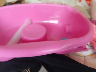 Lavacabezas portátil rosa