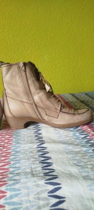 Botines Hispanitas piel beige invierno pelo T40