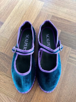 Bailarinas Scalpers Terciopelo Morado y Verde