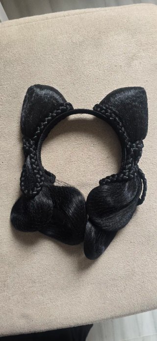 Diadema Hanfu Orejas Gato Trenzas Negra