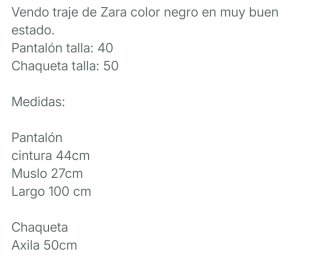Traje Zara Negro Hombre
