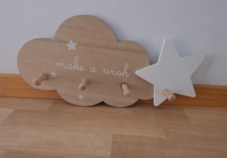 Percha Infantil de Madera Nube y Estrella
