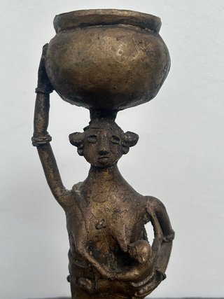 Figura Tribal Africana de Bronce - Maternidad